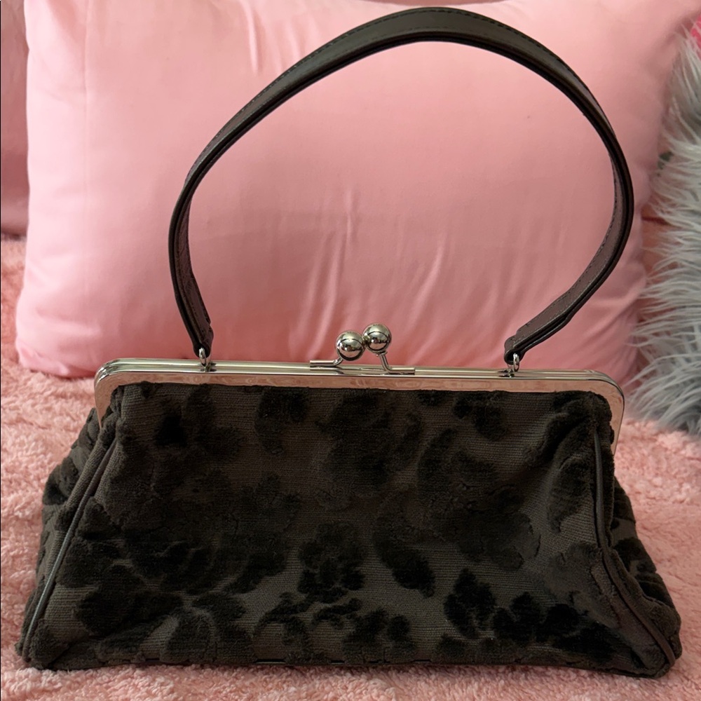 Glenda Gies Chic Black Floral Clutch